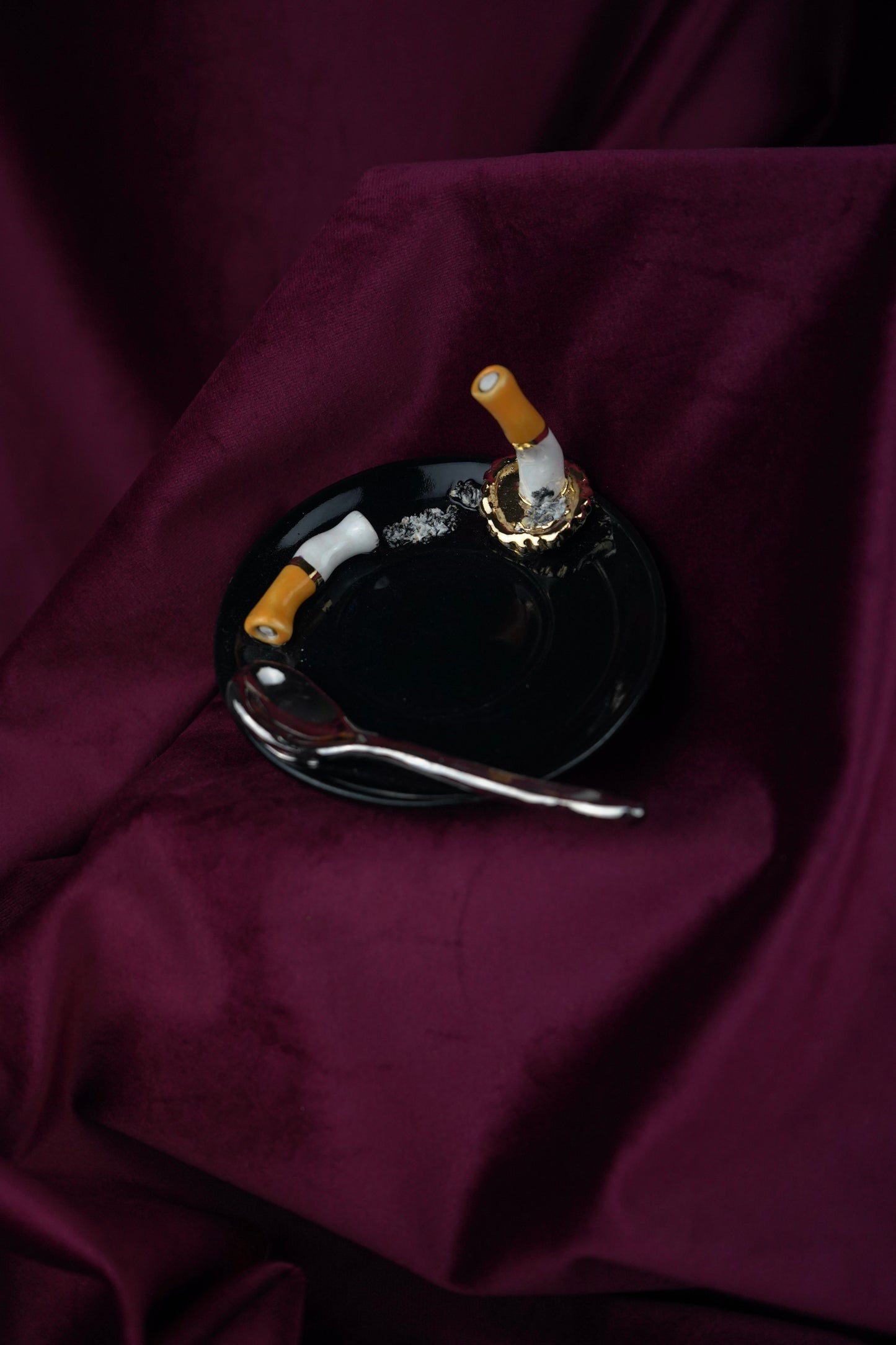 STUBBY BEER CAP & SPOON ESPRESSO CUP & SAUCER