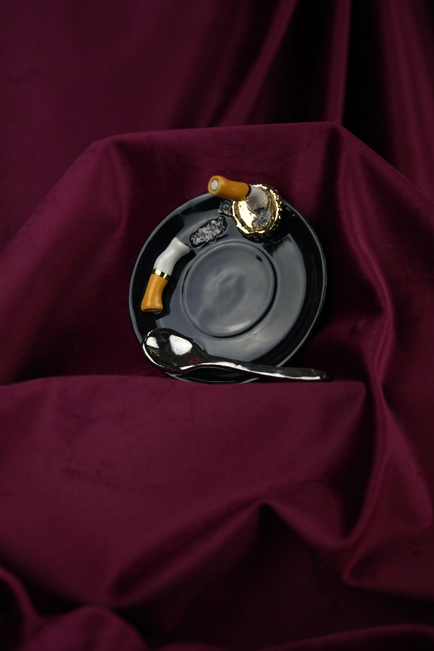 STUBBY BEER CAP & SPOON ESPRESSO CUP & SAUCER