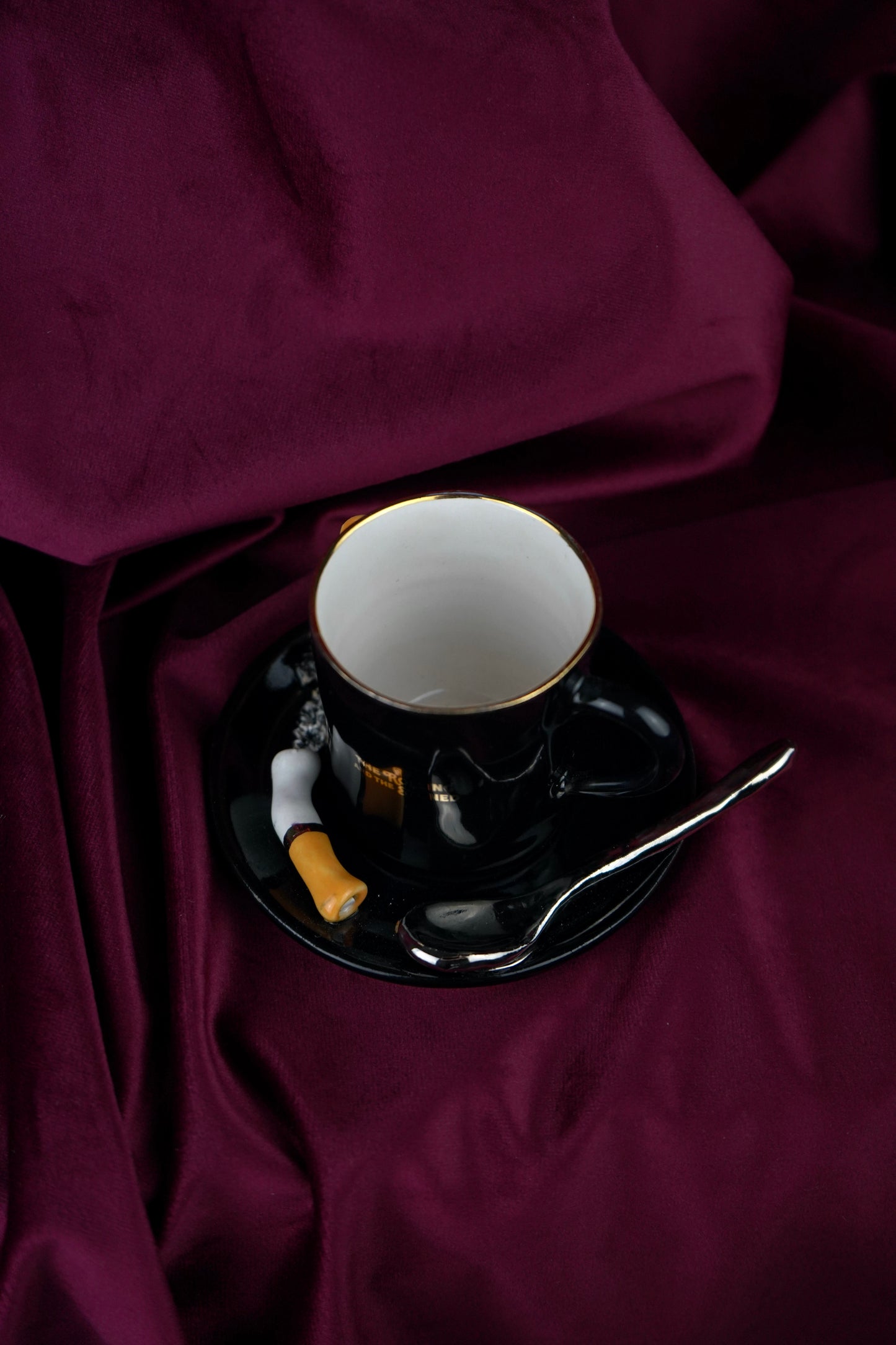 STUBBY BEER CAP & SPOON ESPRESSO CUP & SAUCER