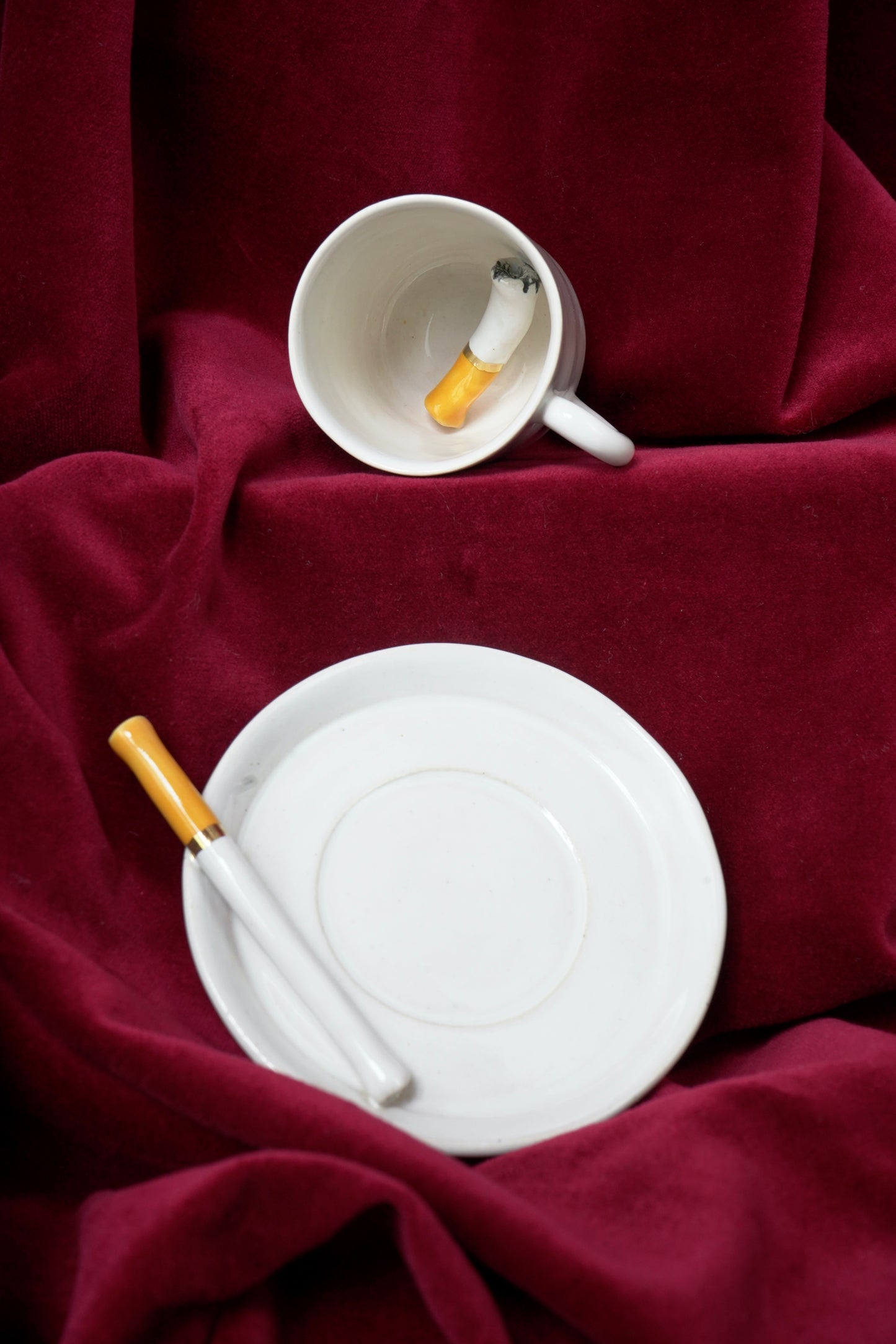 LIPSTICK STUBBY ESPRESSO CUP & SAUCER