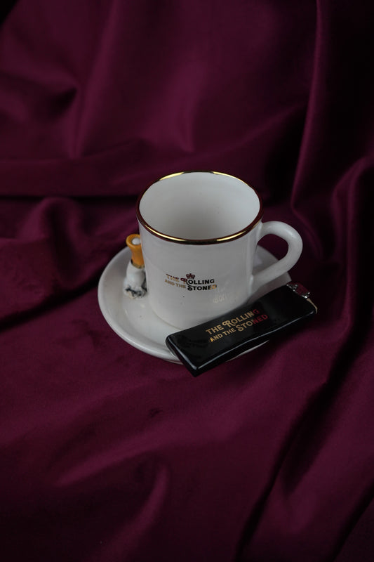 BRANDED BLACK LIGHTER ESPRESSO CUP & SAUCER