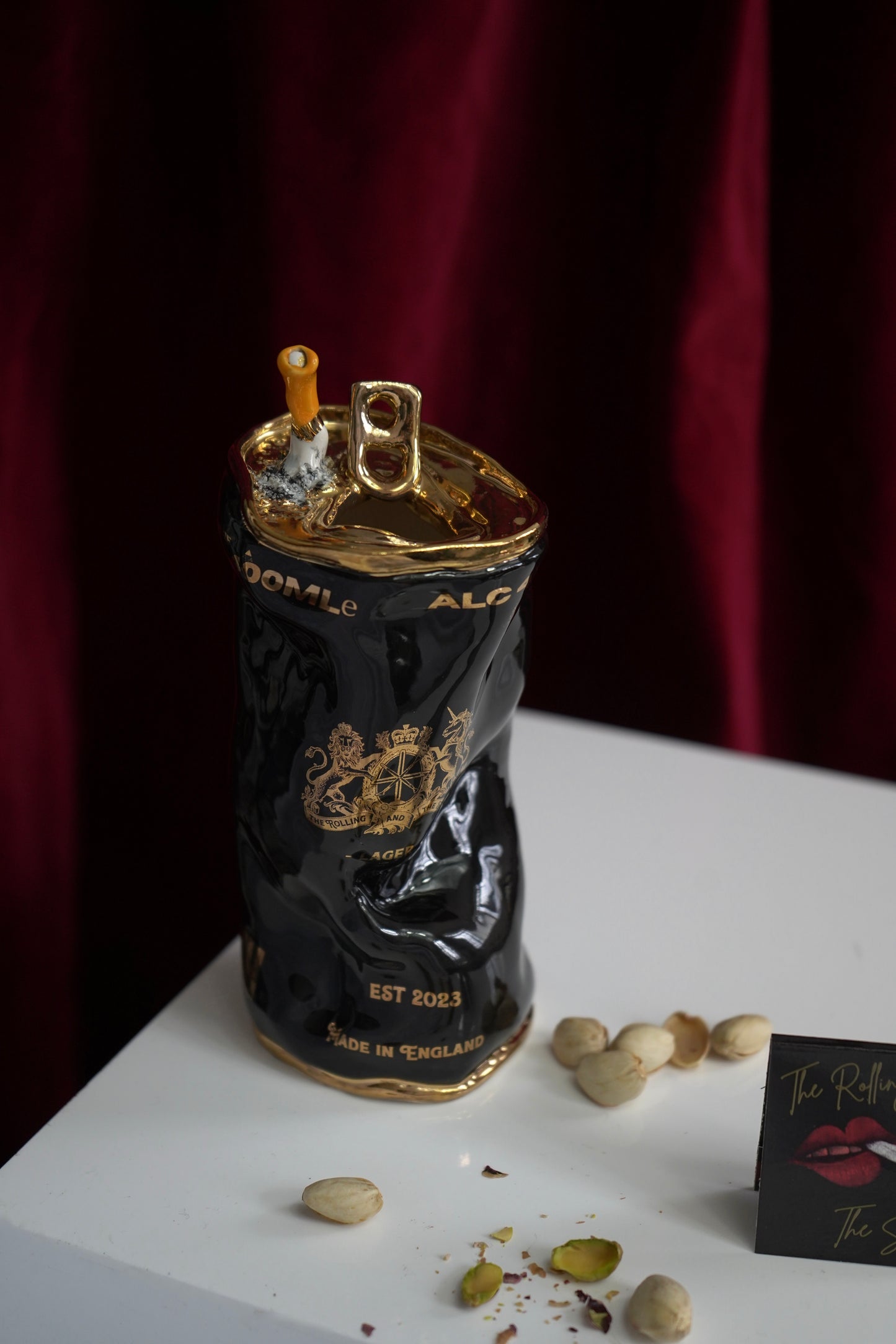 GOLDEN STUBBED OUT CIGGY BEER CAN