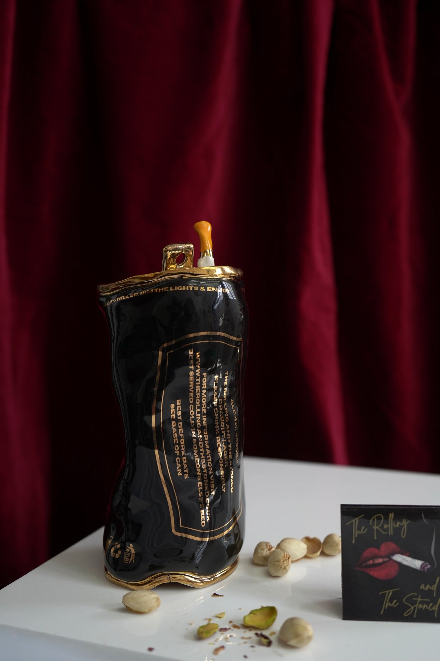 GOLDEN STUBBED OUT CIGGY BEER CAN