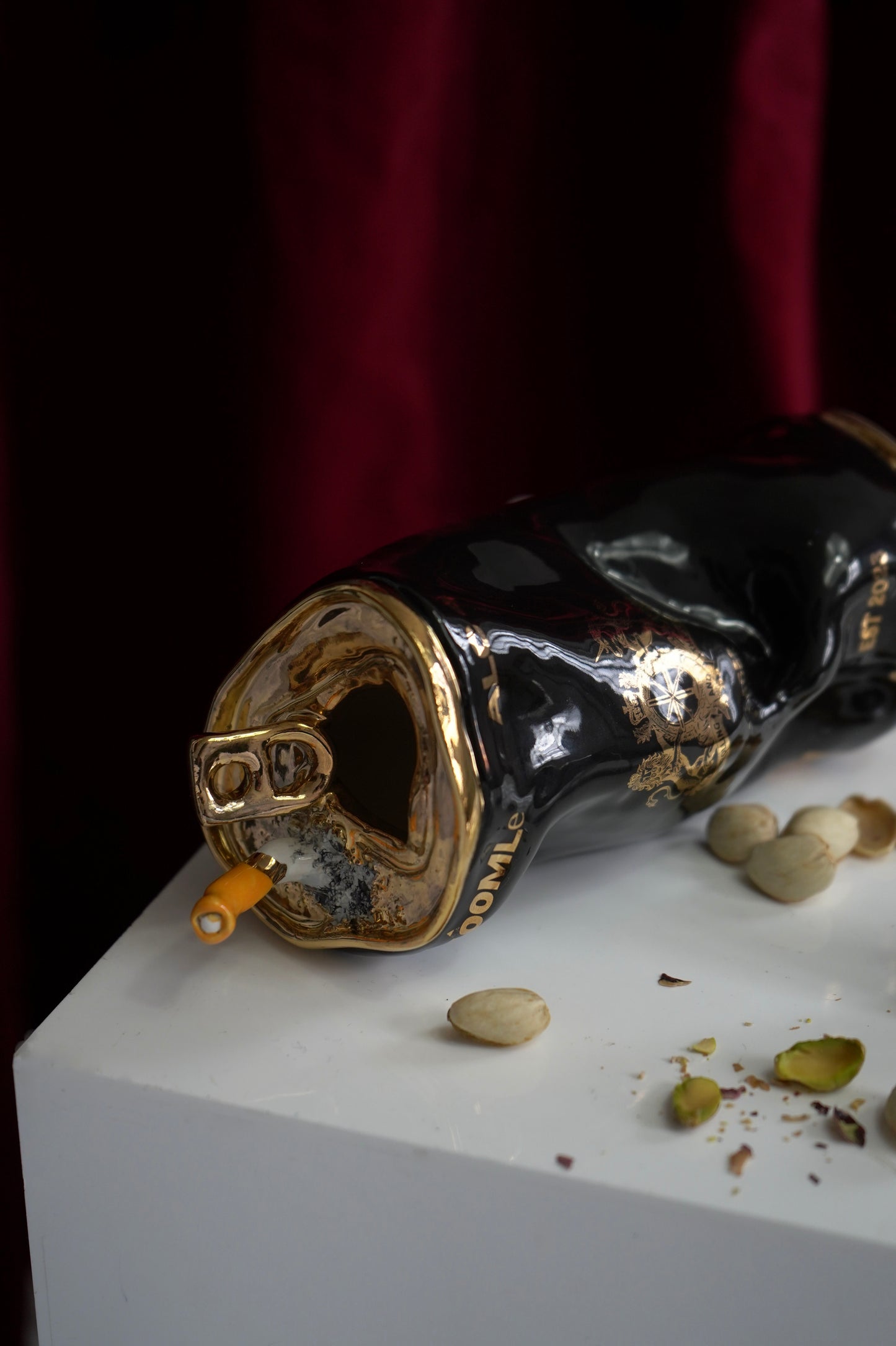 GOLDEN STUBBED OUT CIGGY BEER CAN